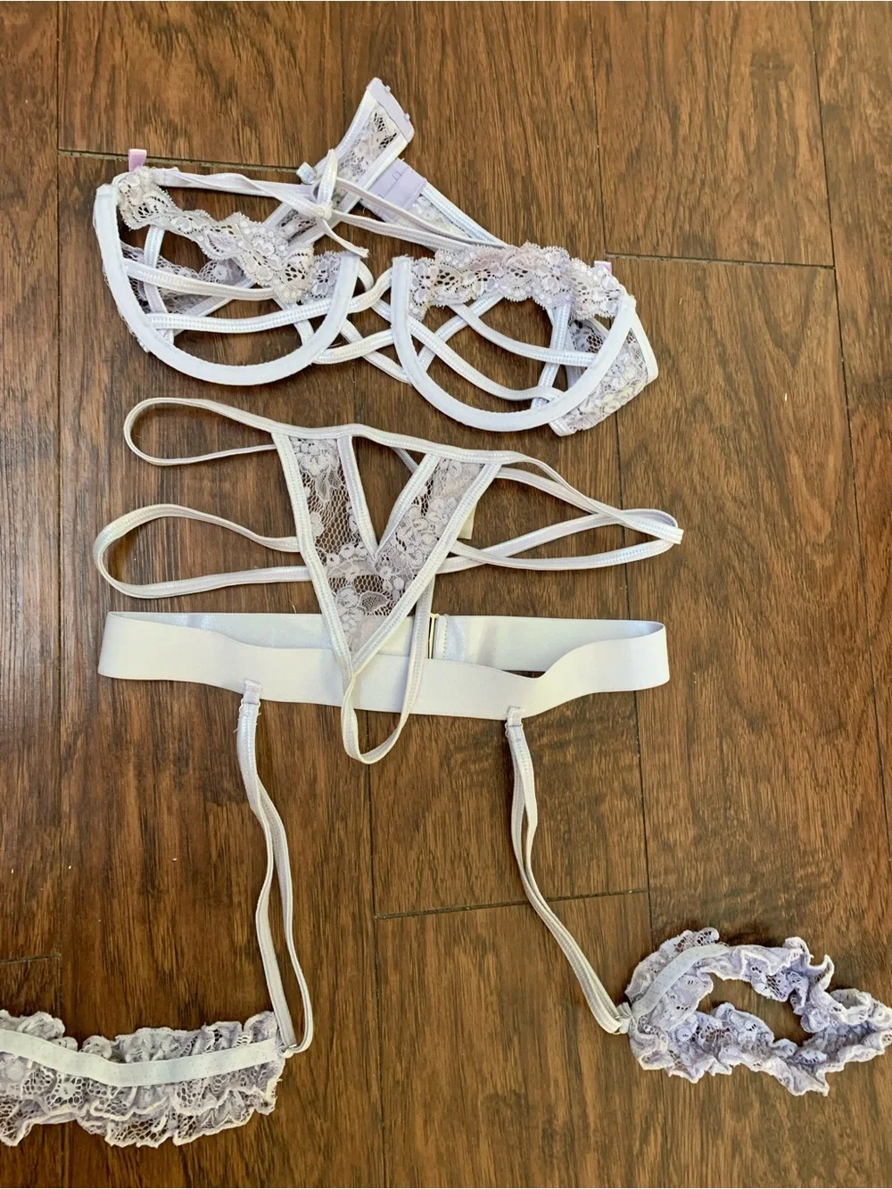 Lavender Lace Strappy Lingerie Set - Women Intimates